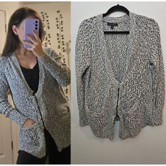 Banana Republic Marled Gray Asymmetrical Cardigan Sweater - Picture 1 of 10